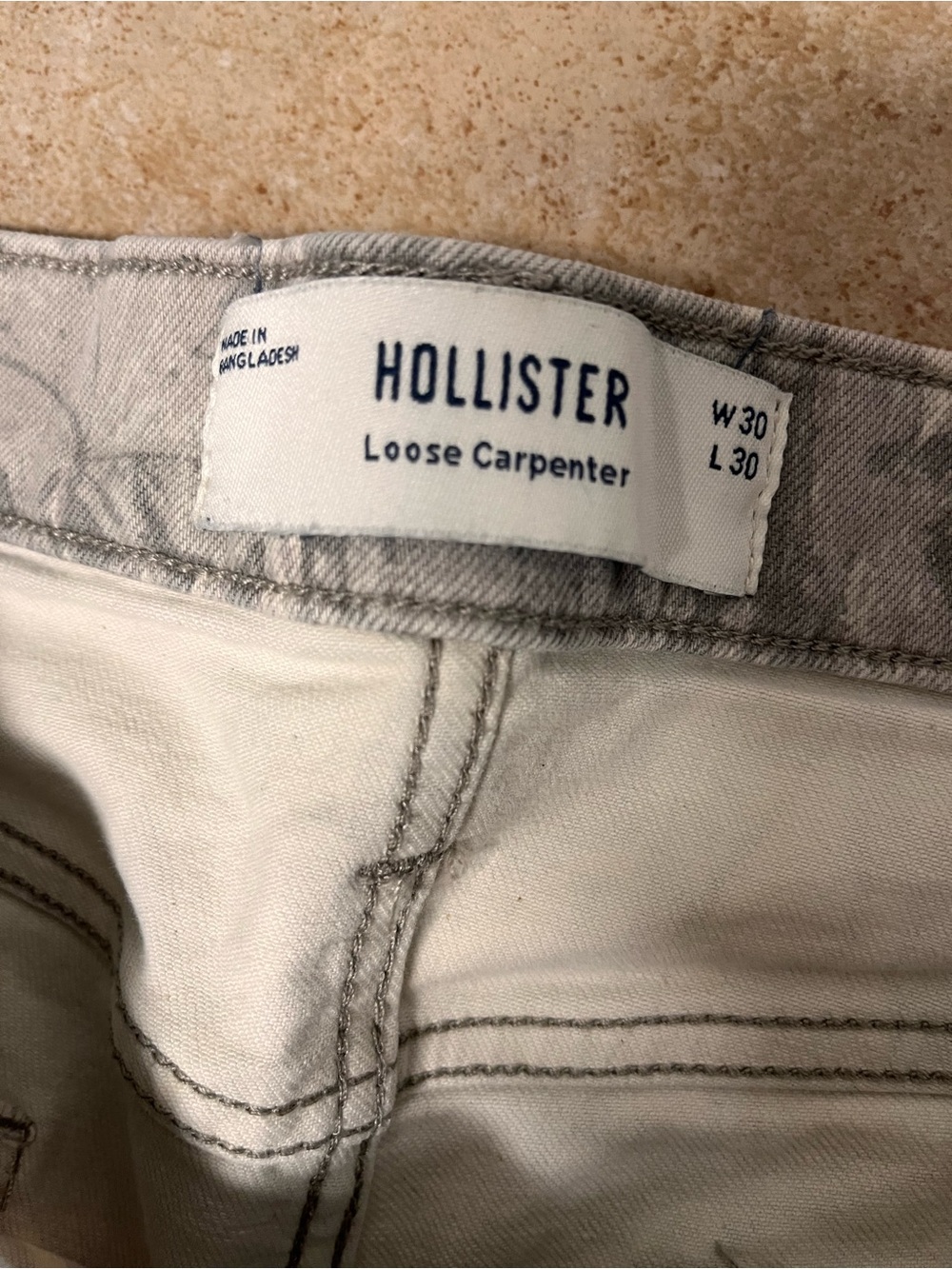 Hollister Loose Fit Carpenter Double Knee Gray Camouflage Men Jeans 30 X 30 Camo - Picture 4 of 5
